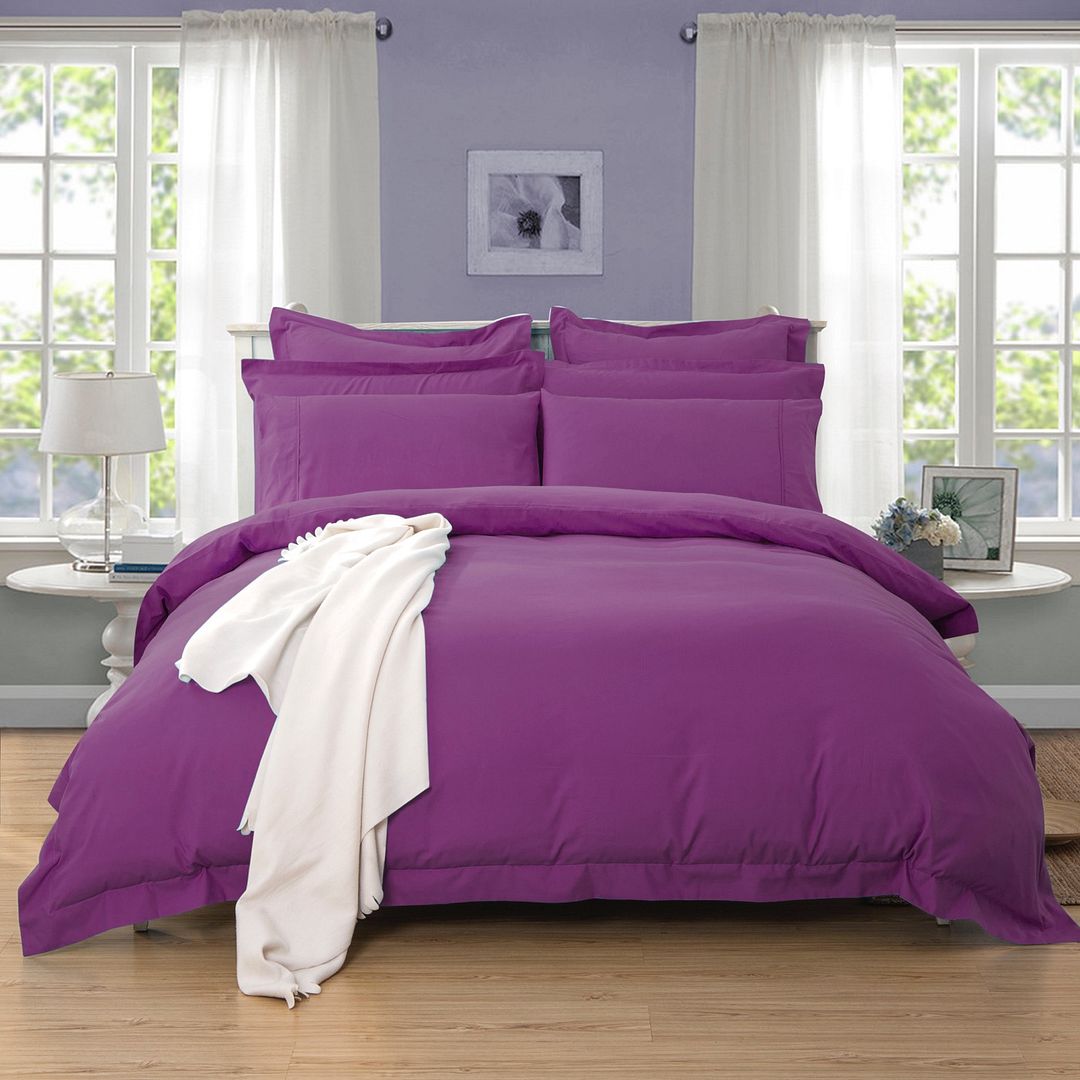 1000TC Double Size Tailored Purple Duvet/Doona/Quilt Cover Set