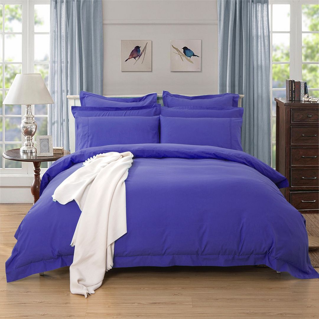 1000TC Tailored Double Size Royal Blue Duvet Doona Quilt Cover Set