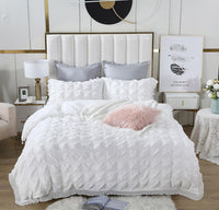 Thumbnail for Ruffles Textured Jacquard Queen Size white Duvet Doona Quilt Cover Set