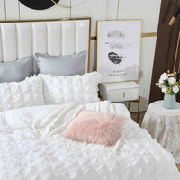 Thumbnail for Ruffles Textured Jacquard Queen Size white Duvet Doona Quilt Cover Set