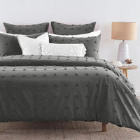 Thumbnail for Tufted Dot Jacquard King Size Grey Duvet Doona Quilt Cover Set