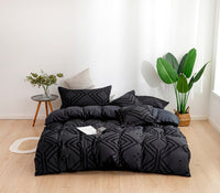 Thumbnail for Tufted Textured Jacquard King Size Black Duvet Doona Quilt Cover Set