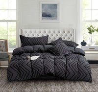 Thumbnail for Tufted Boho Wave Jacquard King Size Black Duvet Doona Quilt Cover Set