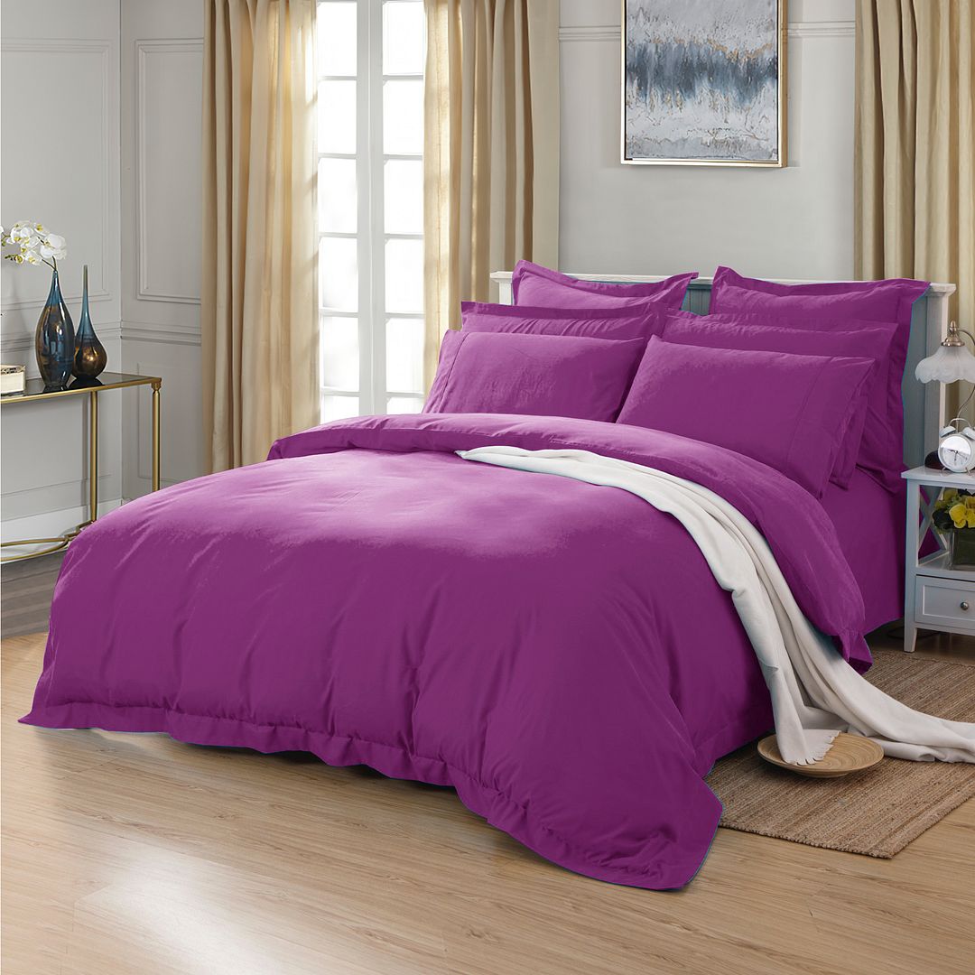 1000TC Tailored King Size Purple Duvet Doona Quilt Cover Set