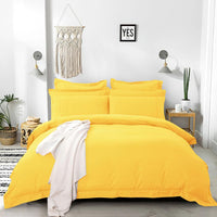 Thumbnail for Tailored 1000TC Ultra Soft King Size Yellow Duvet Doona Quilt Cover Set