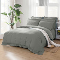 Thumbnail for 1000TC Tailored King Size Grey Duvet Doona Quilt Cover Set