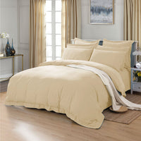 Thumbnail for 1000TC Tailored King Size Yellow Cream Duvet Doona Quilt Cover Set