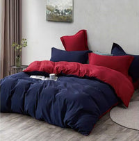 Thumbnail for 1000TC Reversible King Size Blue and Red Duvet Doona Quilt Cover Set