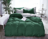 Thumbnail for 1000TC Reversible Super King Size Green and Grey Duvet Doona Quilt Cover Set