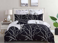 Thumbnail for Tree Reversible Double Size Quilt/Doona/Duvet Cover Set - Black