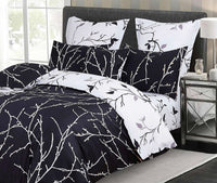 Thumbnail for Tree Reversible Double Size Quilt/Doona/Duvet Cover Set - Black