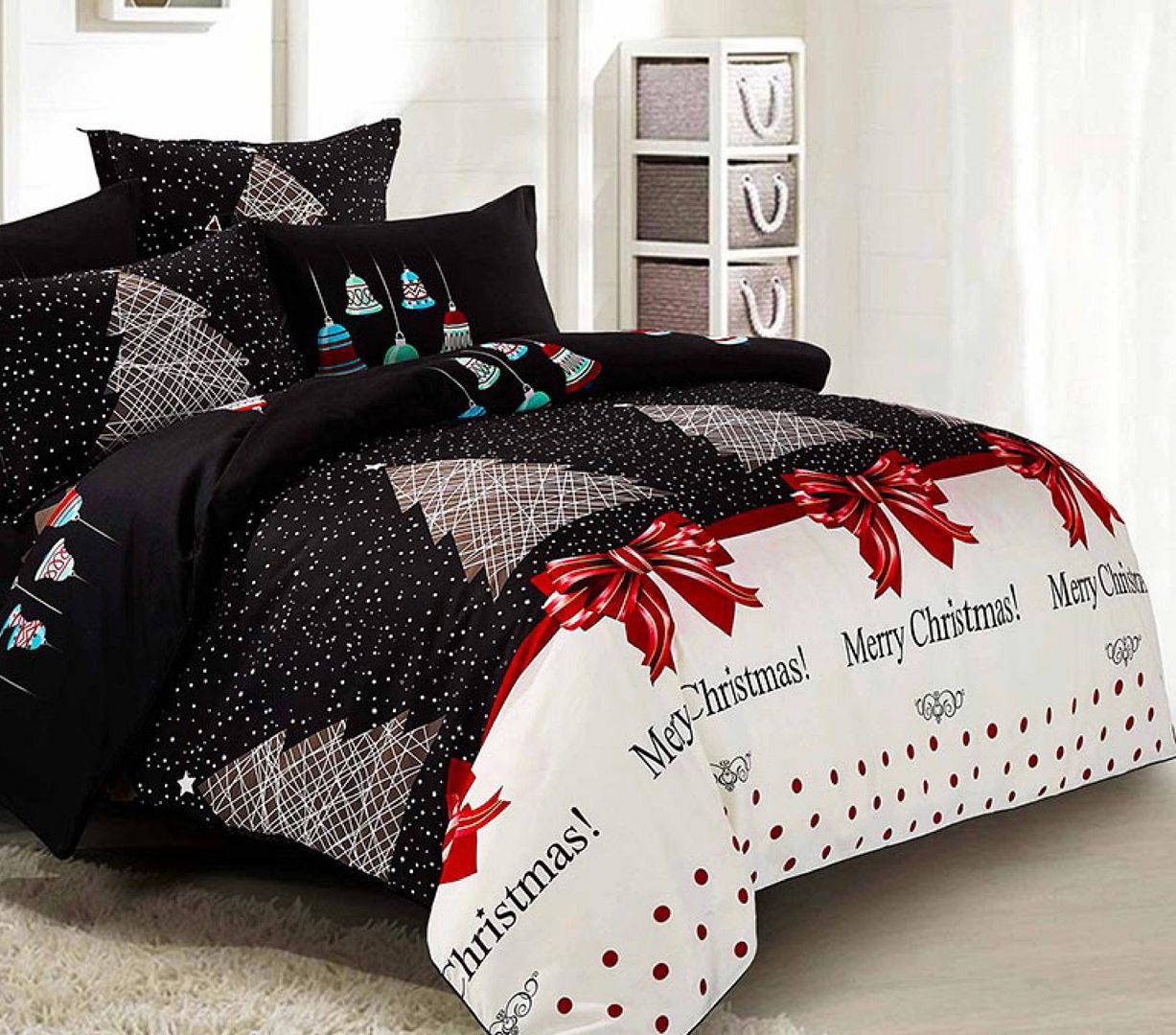 Merry King Size Christmas Quilt/Doona/Duvet Cover Set