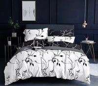 Thumbnail for Tree Reversible King Size Bed Quilt/Doona/Duvet Cover Set Black