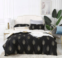 Thumbnail for Reversible Design King Size Black Gold Duvet Doona Quilt Cover Set