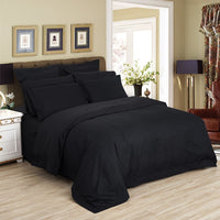 Thumbnail for 1000TC Ultra Soft Striped King Size Black Duvet Doona Quilt Cover Set