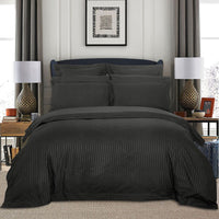 Thumbnail for 1000TC Ultra Soft Striped King Size Charcoal Duvet Doona Quilt Cover Set