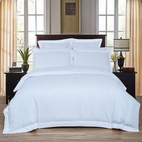 Thumbnail for 1000TC Ultra Soft Striped Super King Size White Duvet Doona Quilt Cover Set