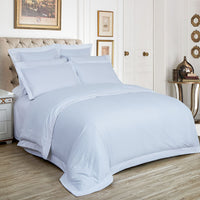 Thumbnail for 1000TC Ultra Soft Striped Super King Size White Duvet Doona Quilt Cover Set