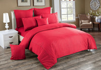 Thumbnail for Seersucker Super King Size Quilt/Doona/Duvet Cover Set - Red