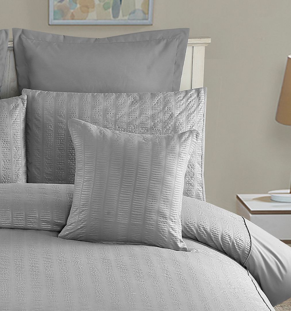 1000TC Premium Ultra Soft Seersucker Cushion Covers - 2 Pack - Grey