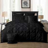 Thumbnail for Diamond Pintuck Double Size Black Duvet Doona Quilt Cover Set