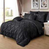 Thumbnail for Diamond Pintuck Double Size Black Duvet Doona Quilt Cover Set