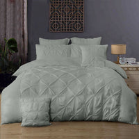 Thumbnail for Diamond Pintuck Double Size Grey Duvet Doona Quilt Cover Set