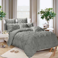 Thumbnail for Diamond Pintuck Double Size Grey Duvet Doona Quilt Cover Set