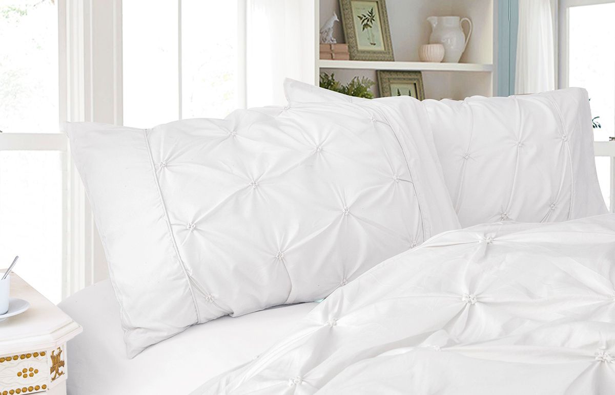 Diamond Pintuck Premium Ultra Soft King size Pillowcases 2-Pack - White