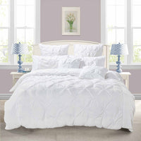 Thumbnail for Diamond Pintuck Queen Size White Duvet Doona Quilt Cover Set