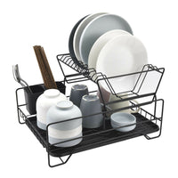 Thumbnail for 2 Tier Dish Drainer with Cutlery Holder Black