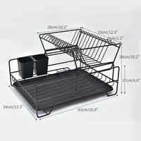 Thumbnail for 2 Tier Dish Drainer with Cutlery Holder Black