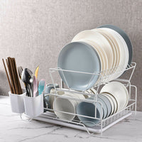 Thumbnail for 2 Tier Dish Drainer with Cutlery Holder Black