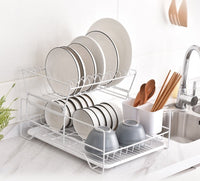 Thumbnail for 2 Tier Dish Drainer with Cutlery Holder Black