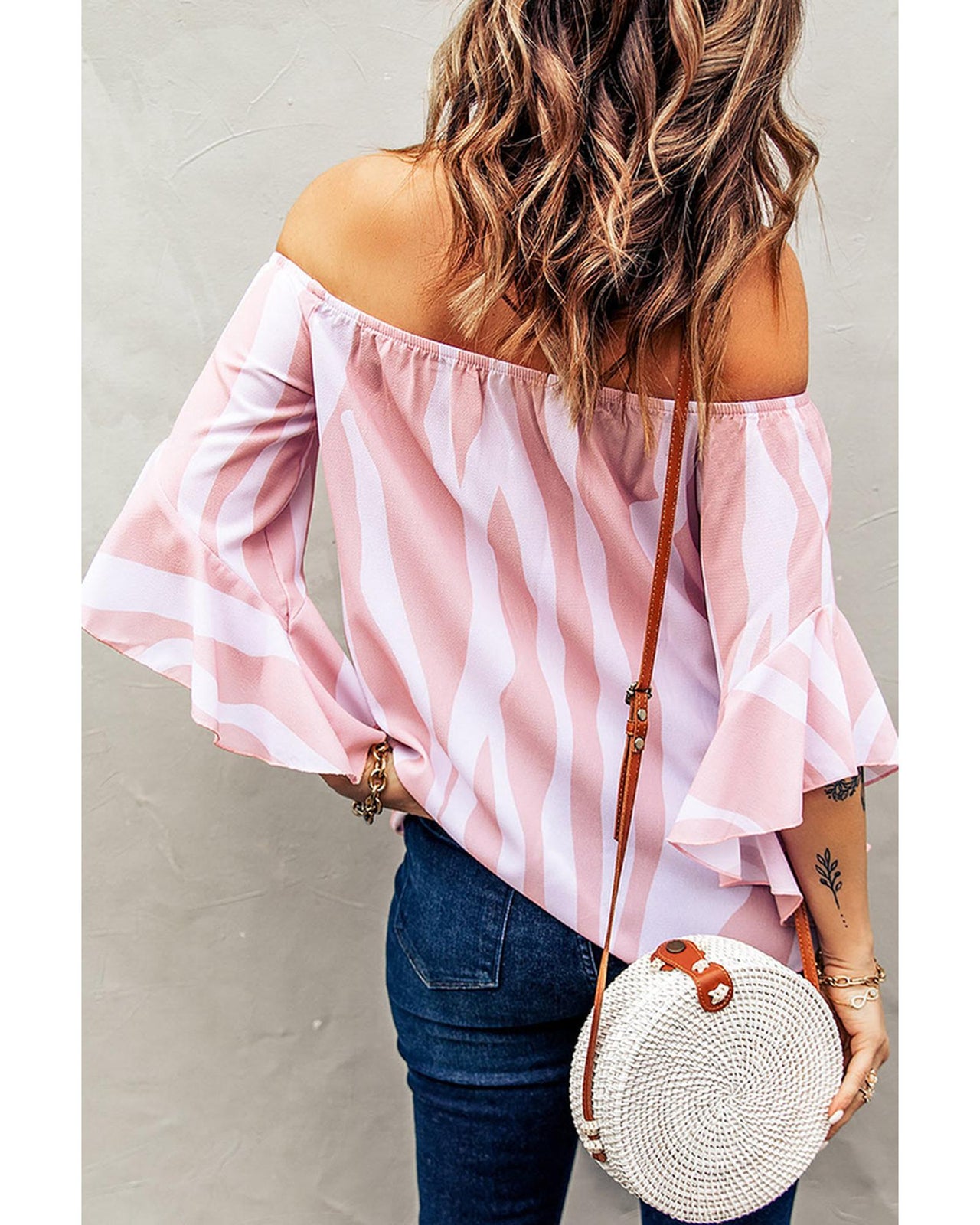 Azura Exchange Vertical Stripes Off The Shoulder Blouse - M