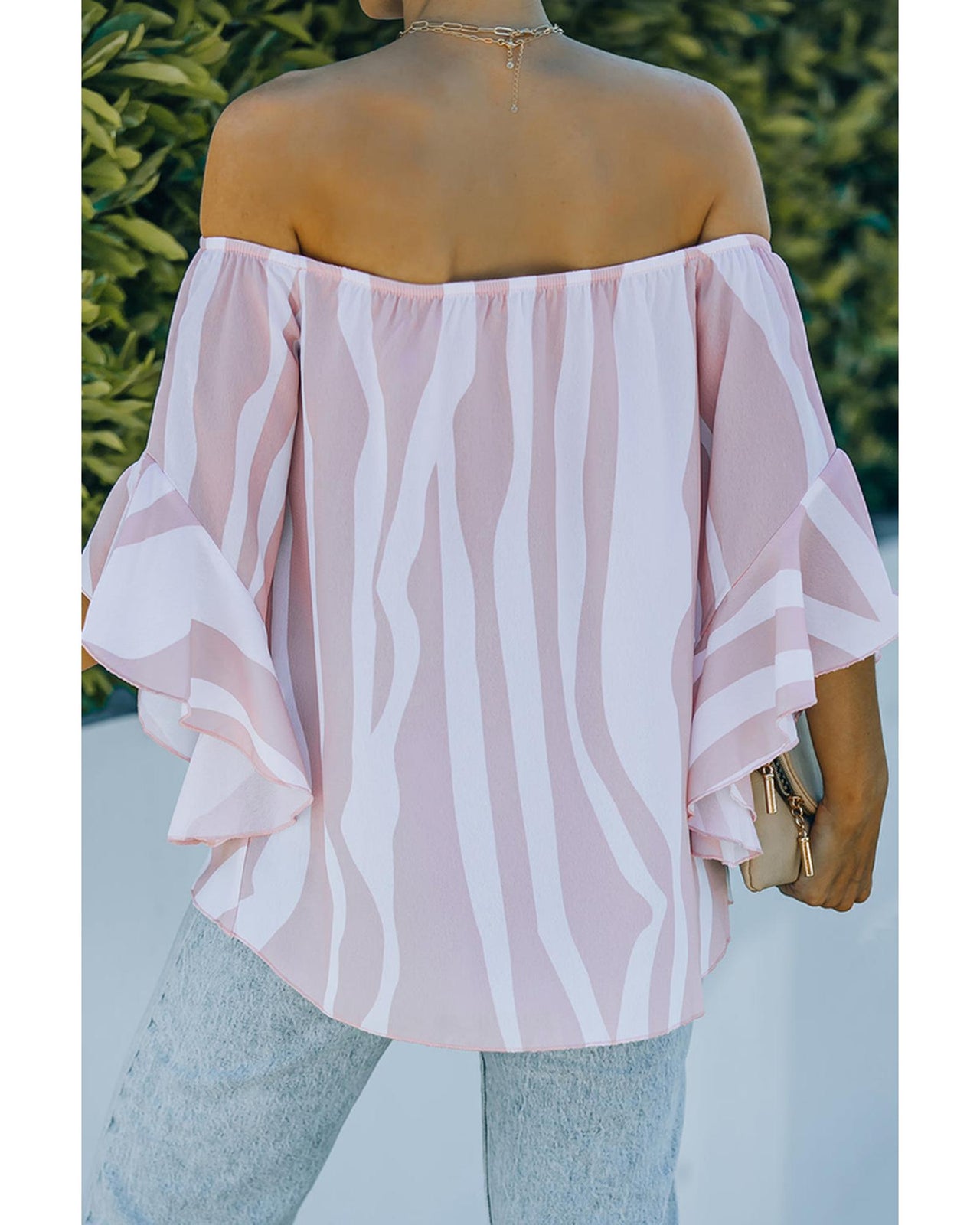 Azura Exchange Vertical Stripes Off The Shoulder Blouse - M