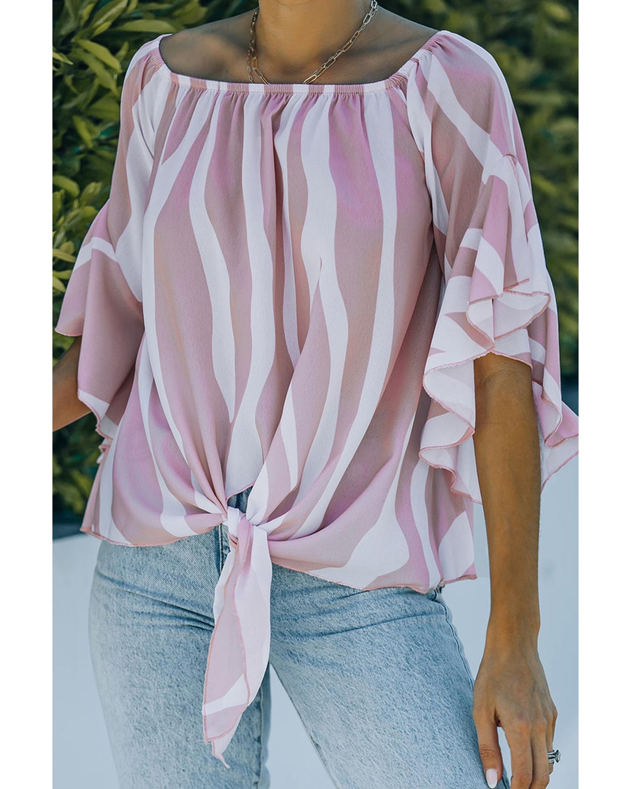 Azura Exchange Vertical Stripes Off The Shoulder Blouse - M