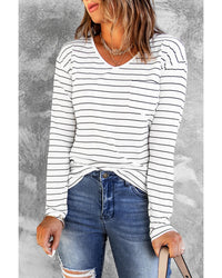 Thumbnail for Azura Exchange V Neck Long Sleeve Top - M