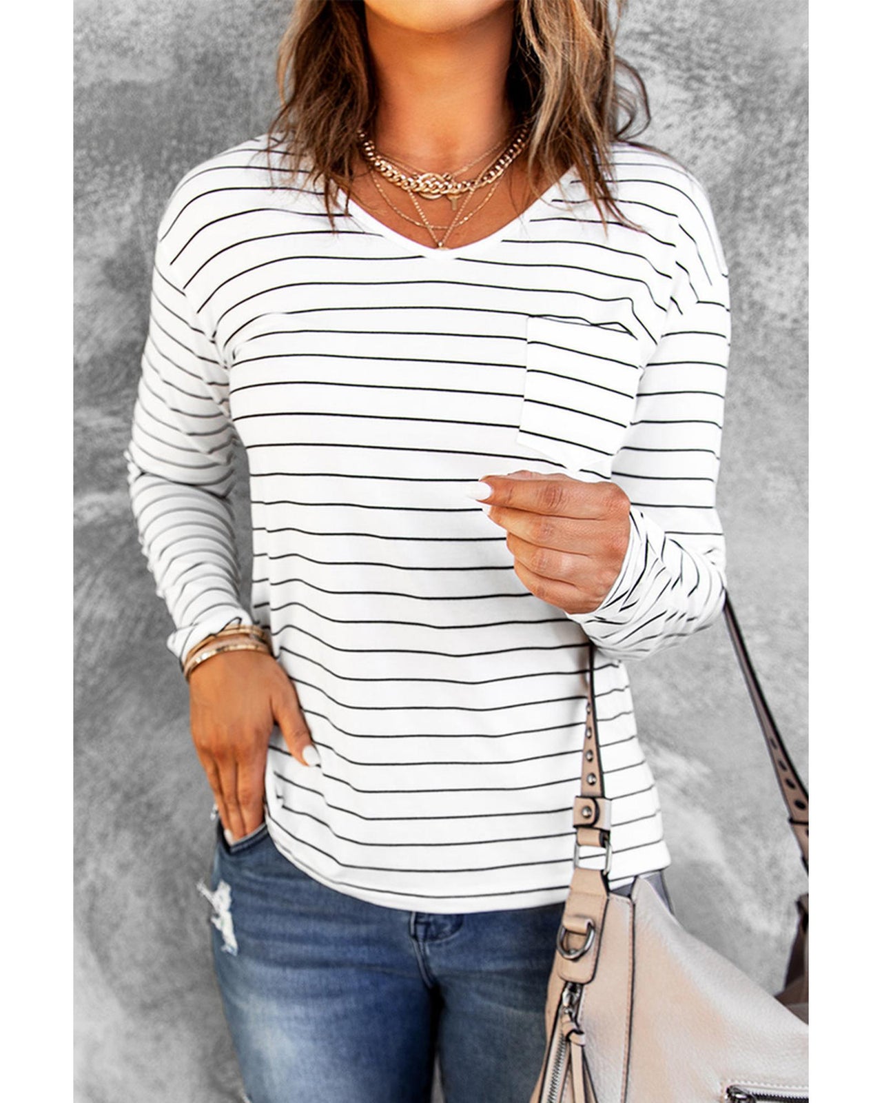 Azura Exchange V Neck Long Sleeve Top - M