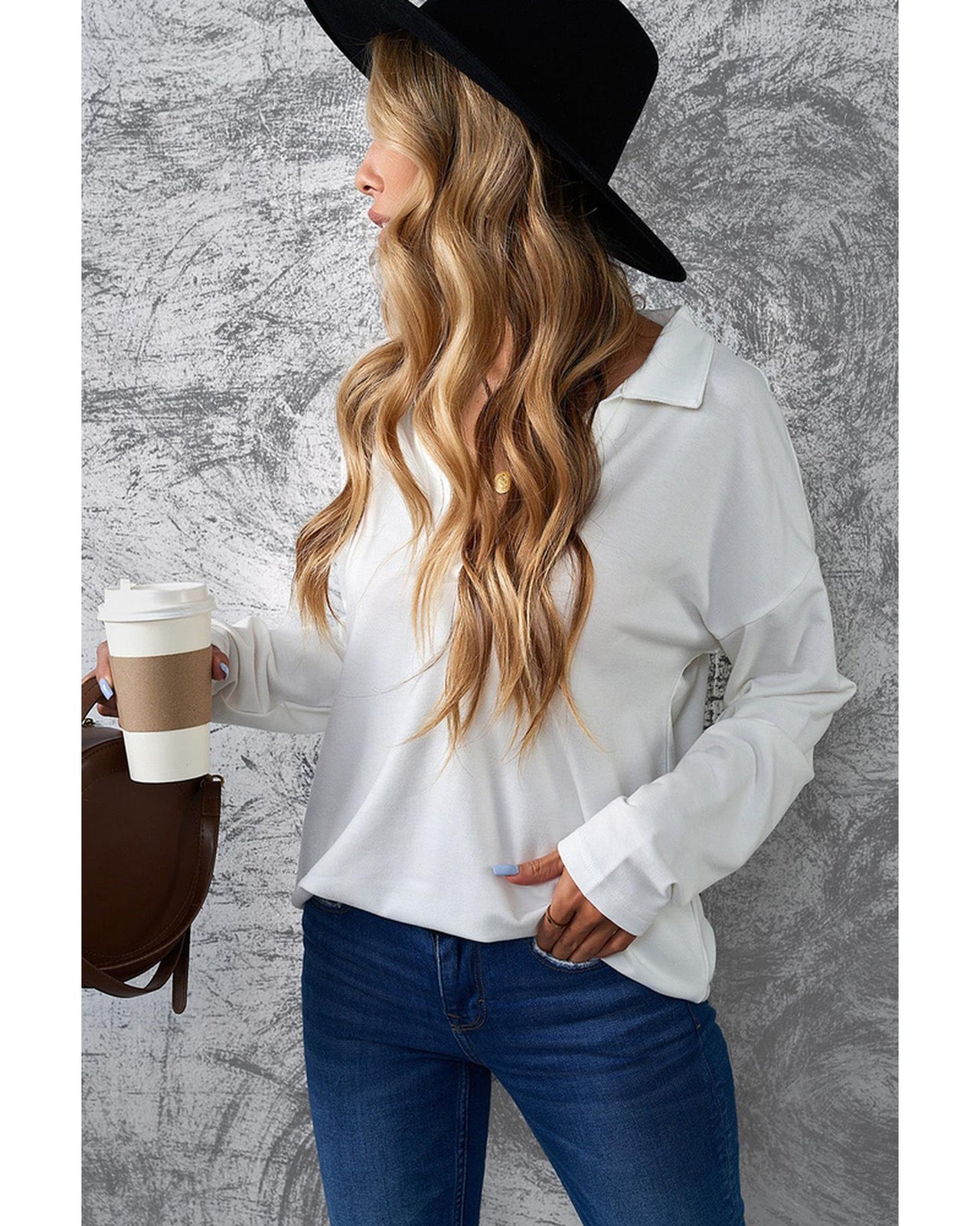 Azura Exchange V Neck Long Sleeve Top - M