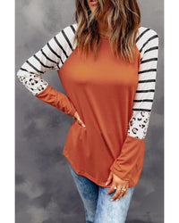 Thumbnail for Azura Exchange Animal Print Long Sleeve Top with Striped Colorblock - 2XL