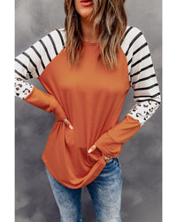 Thumbnail for Azura Exchange Animal Print Long Sleeve Top with Striped Colorblock - 2XL