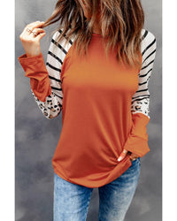 Thumbnail for Azura Exchange Animal Print Long Sleeve Top with Striped Colorblock - 2XL