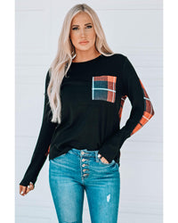 Thumbnail for Azura Exchange Patchwork Plaid Long Sleeve Top - L