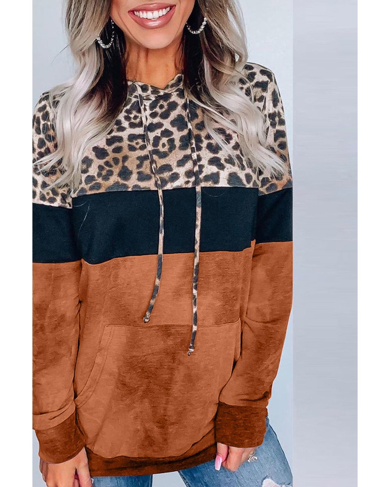 Azura Exchange Leopard Tie Dye Colorblock Hoodie - 2XL