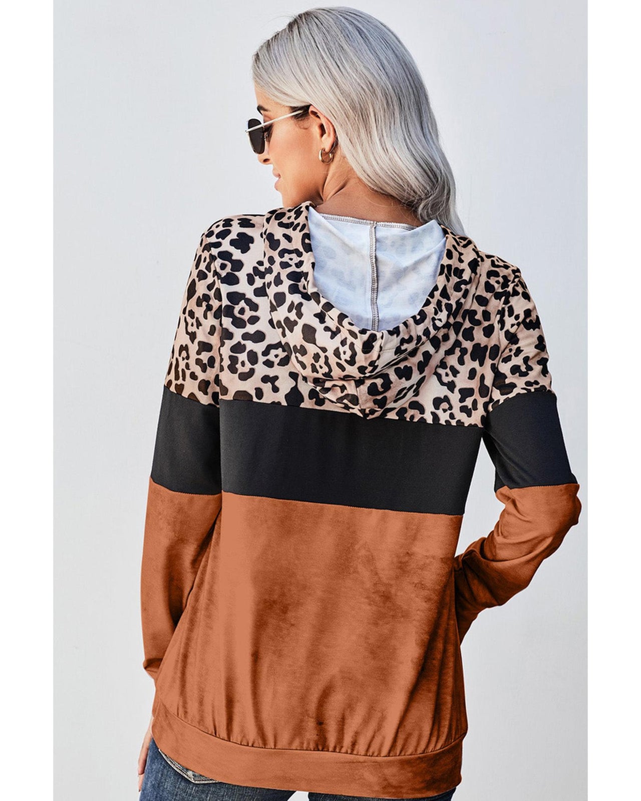 Azura Exchange Leopard Tie Dye Colorblock Hoodie - 2XL