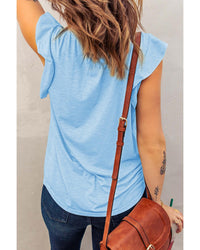 Thumbnail for Azura Exchange Solid V Neck Butterfly Sleeve Tee - L