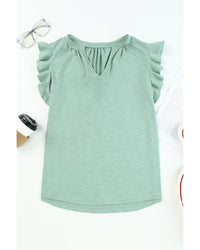 Thumbnail for Azura Exchange Solid V Neck Butterfly Sleeve Blouse - M