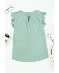 Thumbnail for Azura Exchange Solid V Neck Butterfly Sleeve Blouse - M