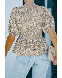 Thumbnail for Azura Exchange Puff Sleeve Smocked Top with Floral Print - S